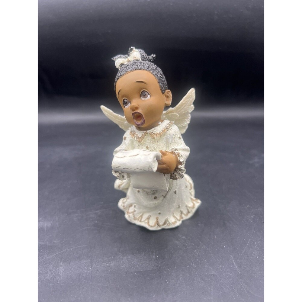 Joyful Noiz Andrea Angel Figurine 2002 Hobby Lobby Black Choir Cherub 5”